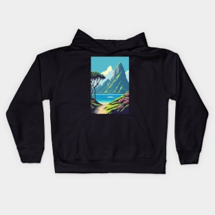 Hawaiian Landscape Pixel Art Island Mountains Kids Hoodie